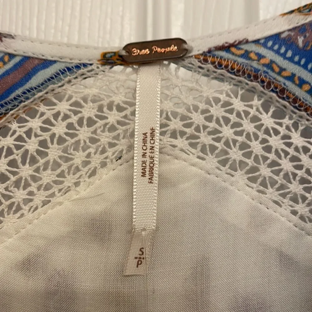 Free People Rain Shine Printed Lace-Up Swing Dress, NWT